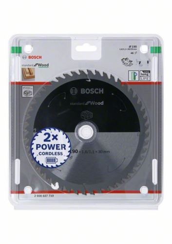 BOSCH Pílový kotúč pre aku píly; Standard for Wood 190x30/20x1,6/1,1x48T 2608837710