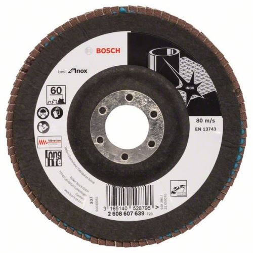 BOSCH Lamelový brúsny kotúč X581, Best for Inox 125 mm, 22,23 mm, 60 2608607639