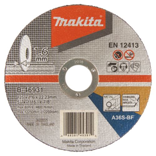 MAKITA kotúč rezný nerez 125x1.6x22.23 mm B-46931