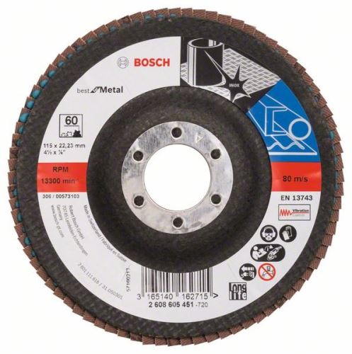 BOSCH Lamelový brúsny kotúč X571, Best for Metal D = 115 mm; G = 60, lomený 2608605451