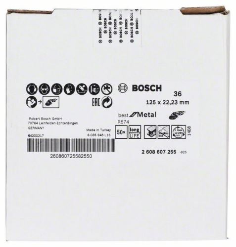 BOSCH Fíbrový brúsny kotúč R574, Best for Metal D = 125 mm; K = 36 2608607255