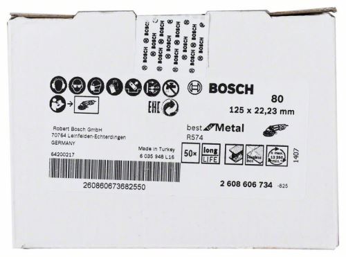 BOSCH Fíbrový brúsny kotúč R574, Best for Metal D = 125 mm; G = 80 2608606734