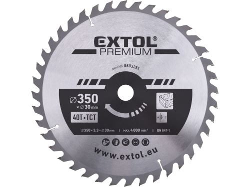 EXTOL PREMIUM kotúč pílový s SK plátkami, O 350x3, 3x30mm, 40T 8803251