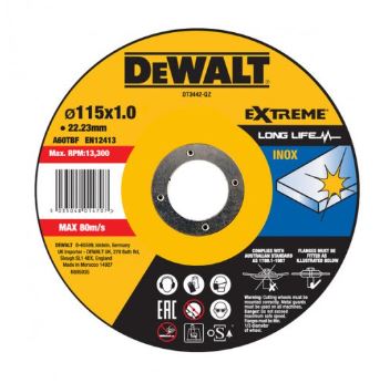 DeWALT Rezný kotúč na nerezovú oceľ 115 x 1 x 22,23 mm DT3442