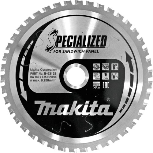 MAKITA pílový kotúč 165x20 42Tsandwichové panely =new B-63149 - B-63133