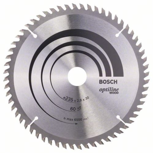 BOSCH Pílový kotúč Optiline Wood 235 x 30/25 x 2,8 mm, 60 2608641192