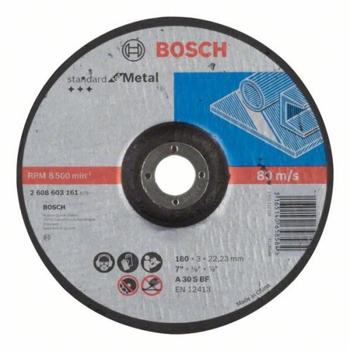 BOSCH Deliaci kotúč profilovaný Standard for Metal A 30 S BF, 180 mm, 22,23 mm, 3,0 mm 2608603161