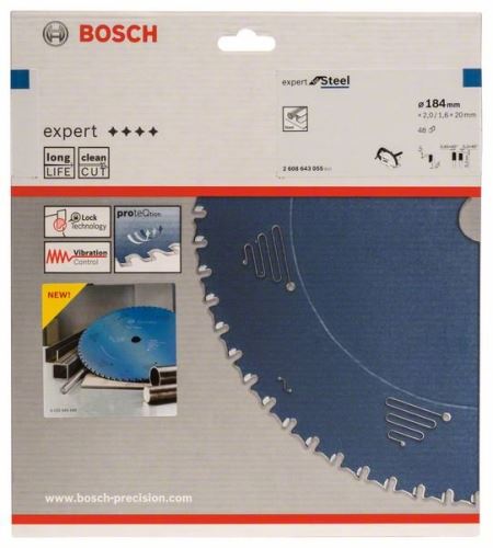 BOSCH Pílový kotúč do okružných píl Expert for Steel 184 x 20 x 2,0 mm, 48 2608643055