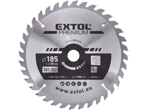 EXTOL PREMIUM kotúč pílový s SK plátkami, O 185x3, 0x20mm, 36T 8803226