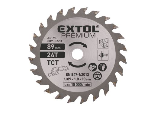 EXTOL PREMIUM Kotúč pílový s SK plátkami, ∅89x1,0x10mm, 24T