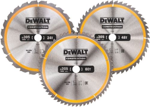 DeWALT Súprava pílových kotúčov (3 ks) 305 x 30 mm / 1 x DT1958,1 x DT1959, 1 x DT1960 / DT1964