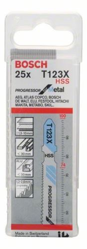 BOSCH Pílový plátok do priamočiarej píly T 123 XF Progressor for Metal (25 ks) 2608638474