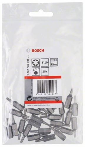 BOSCH Skrutkovací bit zvlášť tvrdý Extra-Hart T10, 25 mm (25 ks) 2607002494