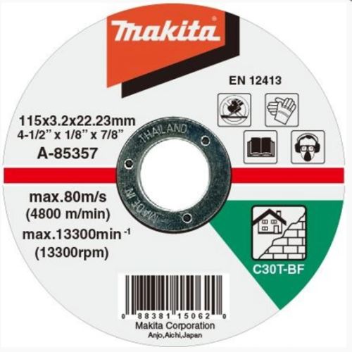 MAKITA kotúč rezný kameň 115x3x22 mm A-85357