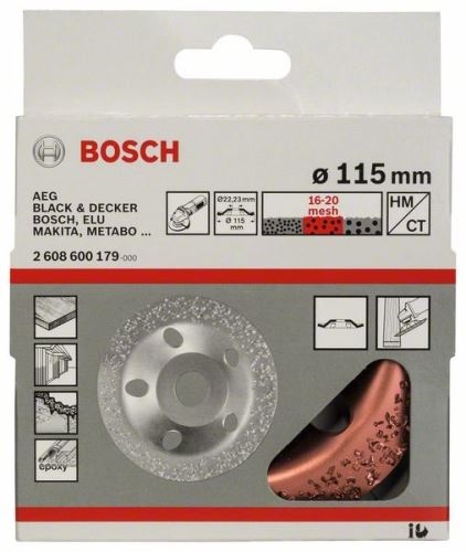 BOSCH Hrncový kotúč z tvrdokovu 115 x 22,23 mm; stredný, šikmý 2608600179