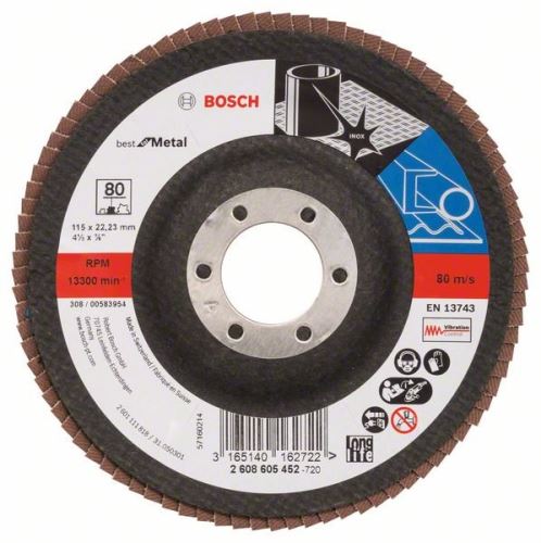 BOSCH Lamelový brúsny kotúč X571, Best for Metal D = 115 mm; G = 80, lomený 2608605452