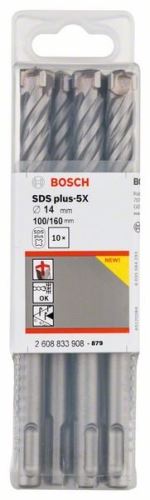 BOSCH Vrták do kladív SDS-plus-5X 14 x 100 x 160 mm (10 ks) 2608833908