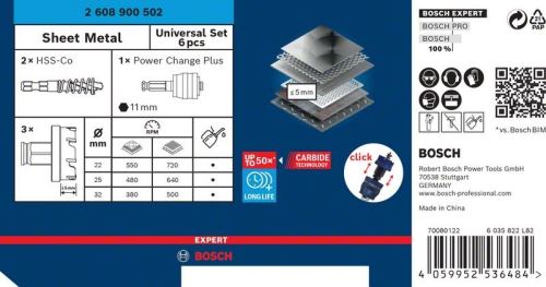 BOSCH EXPERT sada dieroviek Sheet Metal 22-32, 6ks 2608900502