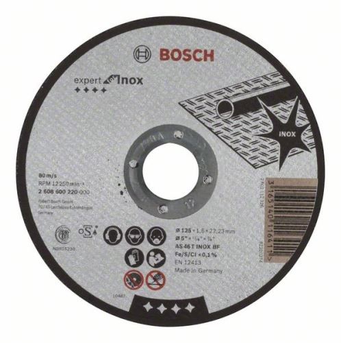 BOSCH Deliaci kotúč rovný Expert for Inox AS 46 T INOX BF, 125 mm, 1,6 mm 2608600220