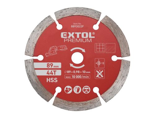 EXTOL PREMIUM Kotúč diamantový, rezný, segmentový, ∅89x1,0x10mm