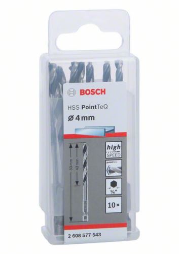 BOSCH Vrták do kovu HSS PointTeQ HEX so 6-hrannou stopkou; 4.0 mm 2608577543