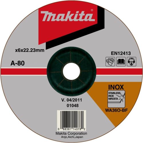 MAKITA kotúč brúsny nerez 125x6x22.23 mm A-80656