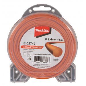 MAKITA struna nylonová Plus 2,4 mm, 15m, oranžová, guľatá E-02749