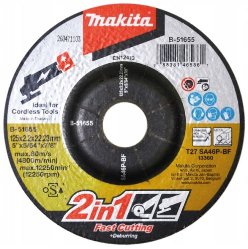 MAKITA kotúč brúsny/rezný 2v1 125x2.0x22.23 mm B-51655