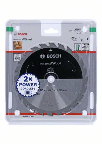 BOSCH Pílový kotúč pre aku píly; Standard for Wood 165x15,875x1,5/1,0x24T 2608837681