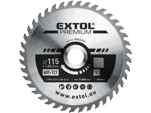 EXTOL PREMIUM kotúč pílový s SK plátkami, O 115x2, 2x22, 2mm, 40T 8803203