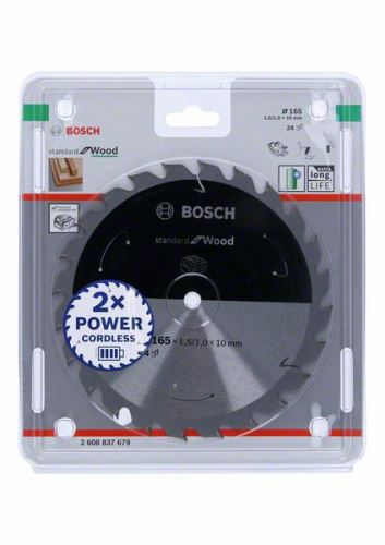 BOSCH Pílový kotúč pre aku píly; Standard for Wood 165x10x1,5/1,0x24T 2608837679