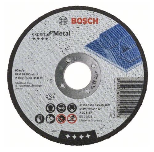 BOSCH Deliaci kotúč rovný Expert for Metal A 30 S BF, 115 mm, 2,5 mm 2608600318