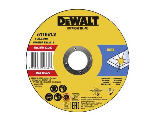 DeWALT Rezný kotúč 115 x 1,2 x 22,23 mm Inox DWA8062SIA