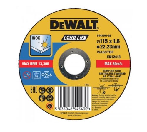 DeWALT Rezný kotúč 115 x 22,2 x 1,6 mm DT43905