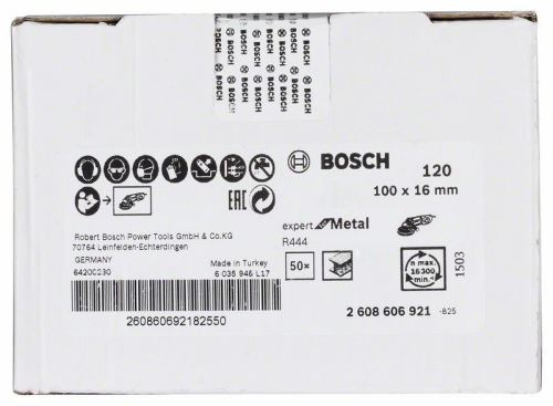 BOSCH Fíbrový brúsny kotúč; 100 x 16 mm, K120 2608606921